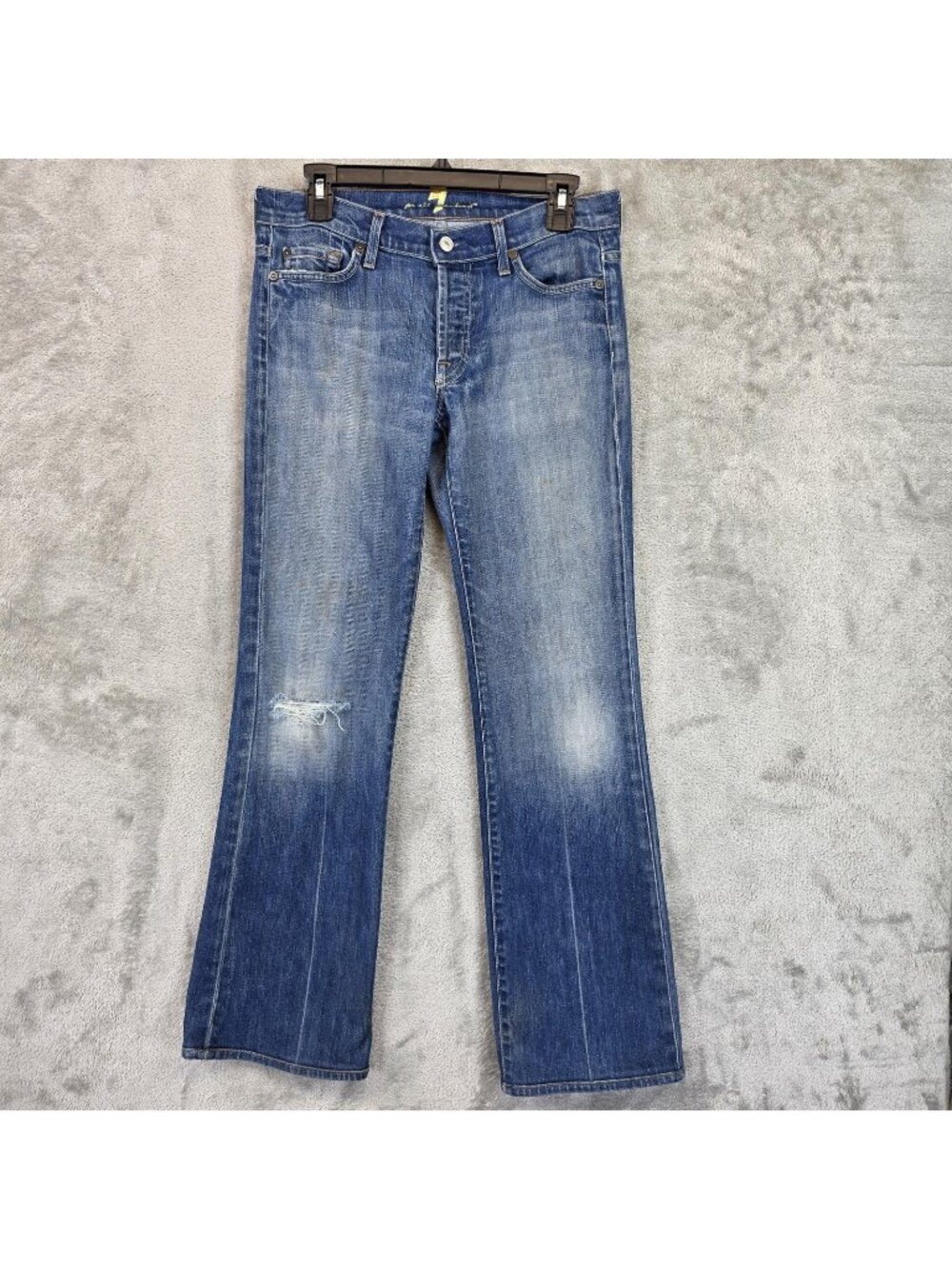 7 For All Mankind Boy Cut Jeans Womens 28 Blue Med Wash Low Rise Bootcut Y2K